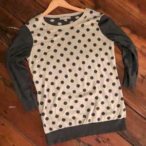 Banana Republic Creme and Grey Polka Dot Sweater